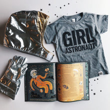 Load image into Gallery viewer, Girl Astronaut tri-blend tee, youth and adult sizes, #GirlStrong #girlpower #stem