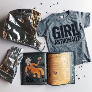 Girl Astronaut tri-blend tee, youth and adult sizes, #GirlStrong #girlpower #stem