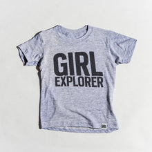 Load image into Gallery viewer, Girl Explorer tri-blend tee, youth and adult sizes, #GirlStrong #girlpower  #girlexplorer #girlwonderful