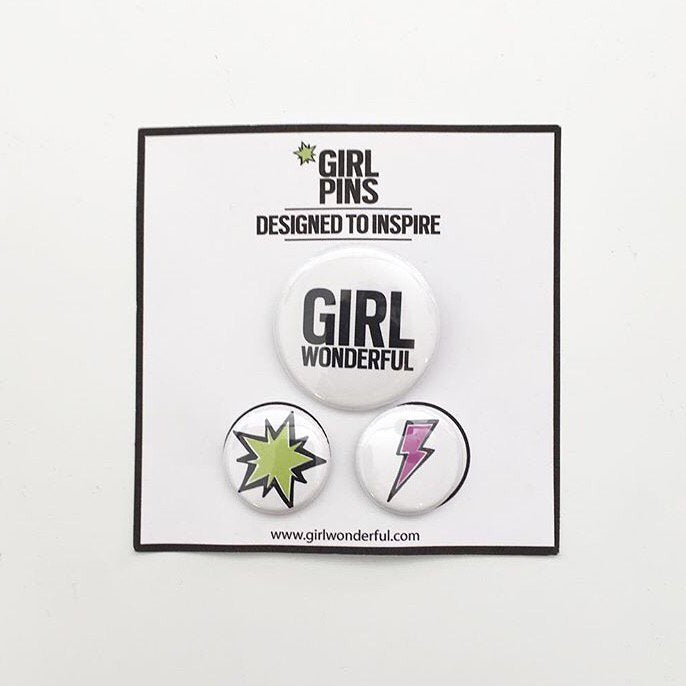 Girl pins use these pins to decorate a backpack, a jean jacket, a tee. #girlwonderful #girlstrong