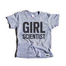 Load image into Gallery viewer, Girl Scientist tri-blend tee, youth and adult, #GirlStrong #girlpower #S.T.E.M. #girlscientist #girlwonderful