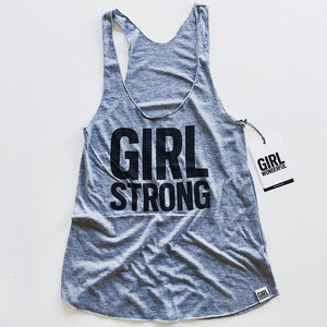 Girl Strong tri-blend tank, adult sizes,  #girlstrong #girlpower #girlwonderful