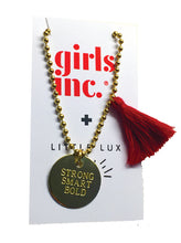 Load image into Gallery viewer, GUNNER &amp; LUX &quot;STRONG SMART BOLD&quot; NECKLACE, a great gift to inspire your girl! #girlpower #girlstrong #girlwonderful