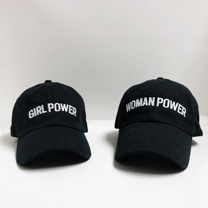 Girl Power Woman Power, baseball hats, Girl Power in youth and adult, Woman Power in adult only, #girlstrong #girlwonderful