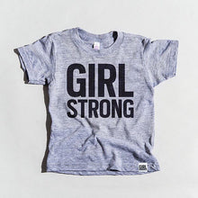 Load image into Gallery viewer, Girl Strong tri-blend tee, youth and adult sizes,  #girlstrong #girlpower #girlwonderful